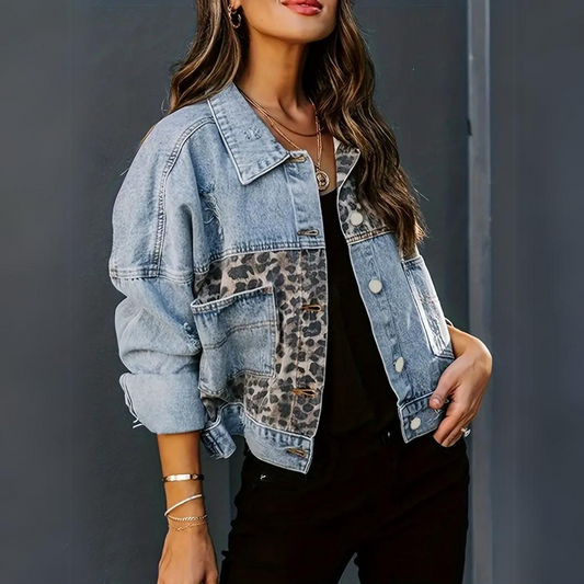 Virginia® | Fashionable leopard print denim jacket