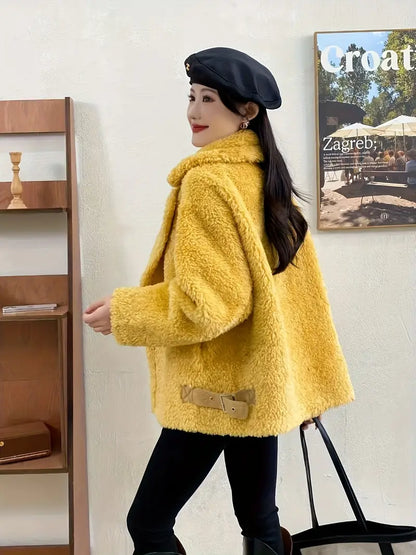 Suri® | Elegant women's coat made of faux fur chic with long sleeves