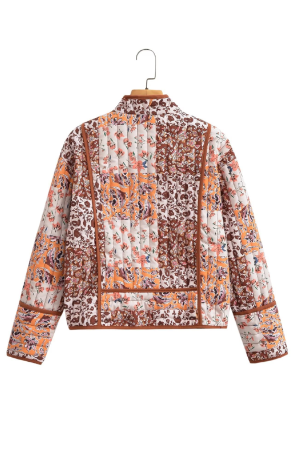 Wilhelmina® | Fashion printed loose casual cardigan short quilted cotton jacket