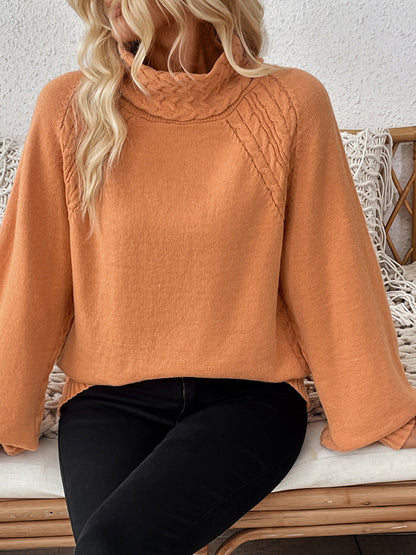 Silvia® | Cable knit turtleneck sweater with long sleeves