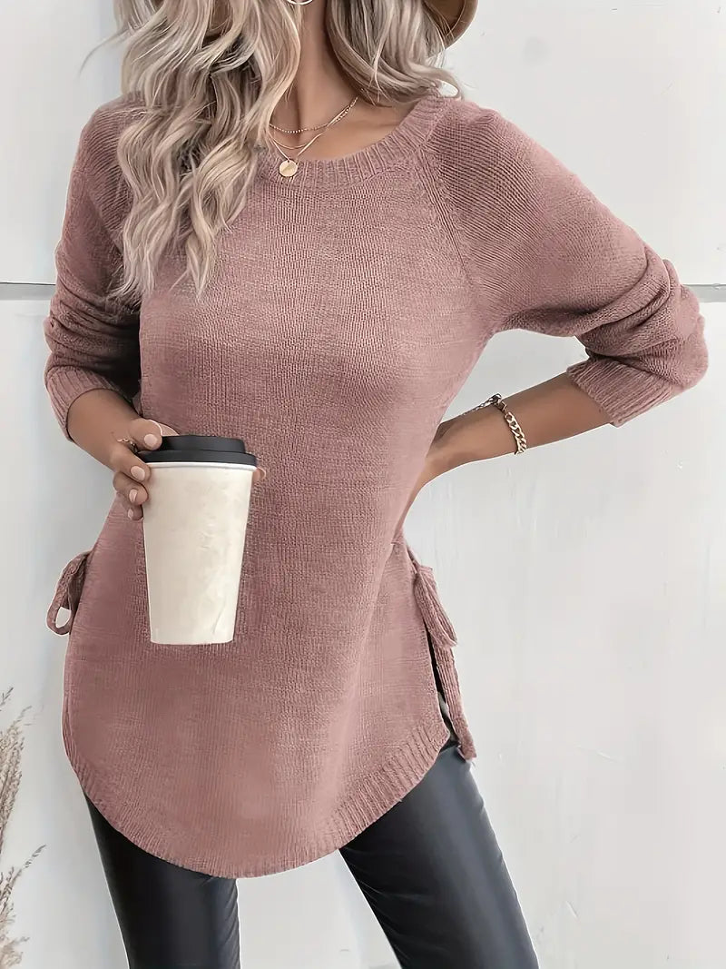 Wanda® | Everyday elegance crew neck sweater casual plain knitted