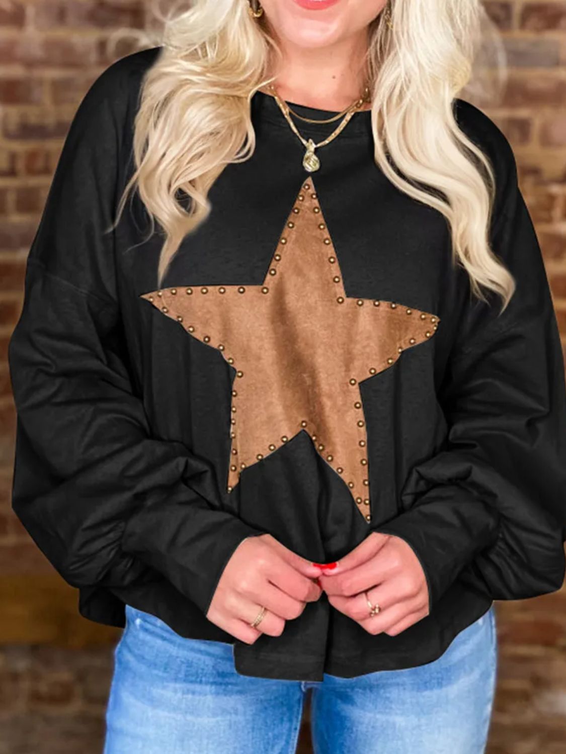 Vera® | Long-sleeved blouse with a star crew neck