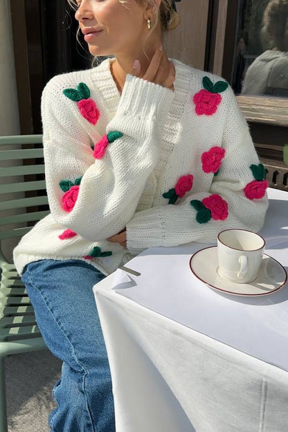 Poppy® | Rose knit sweater cardigan