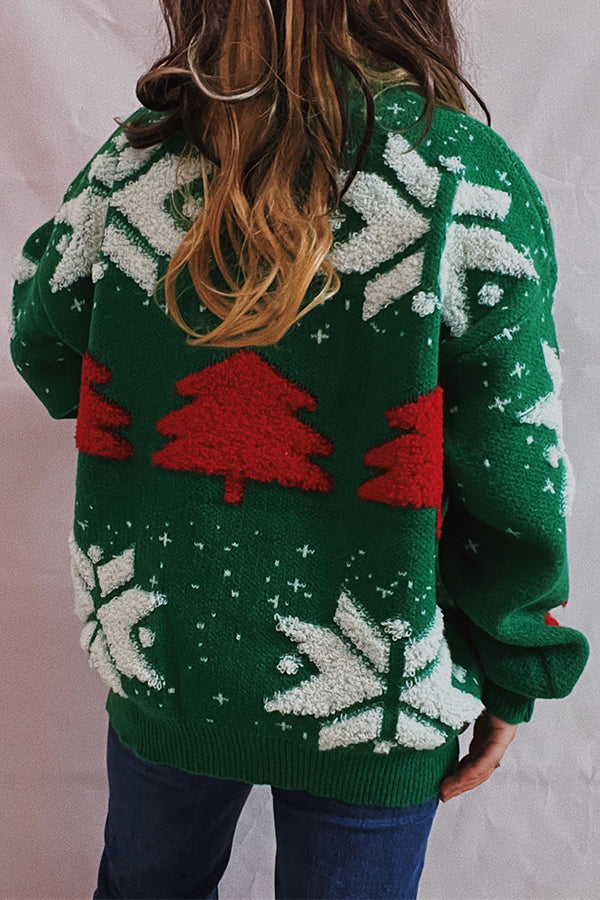 Zoraida® | Christmas pattern knitted crew neck sweater with long sleeves