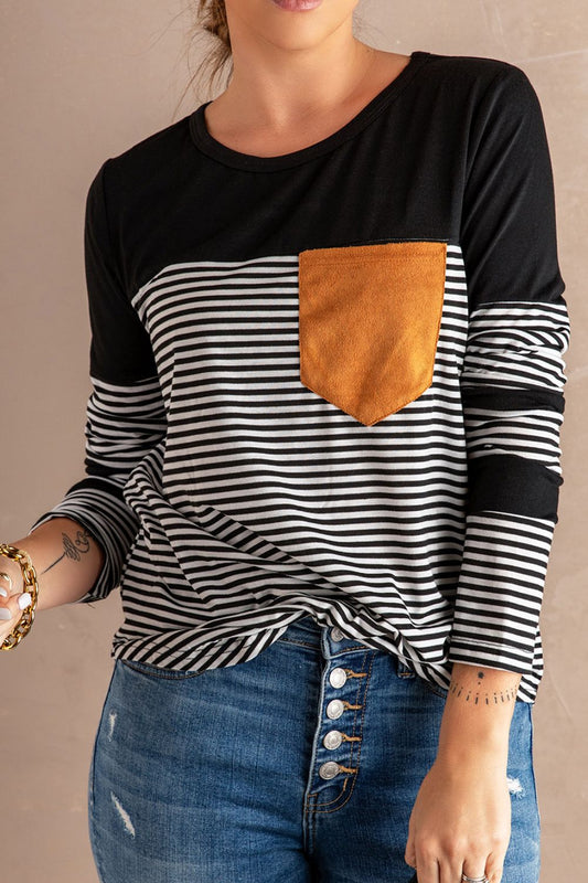 Yasmina® | Striped long-sleeved crew neck t-shirt