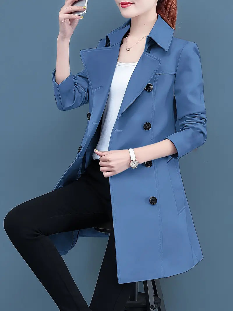 Xanthe® | Casual trench coat with double button placket