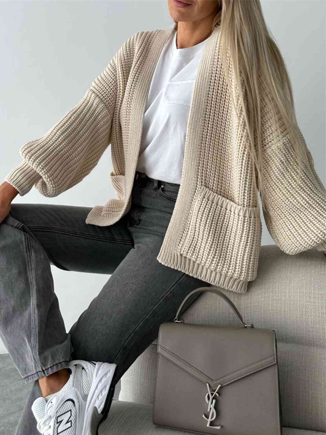 Pilar® | Solid color long sleeve casual knitted V-neck cardigan