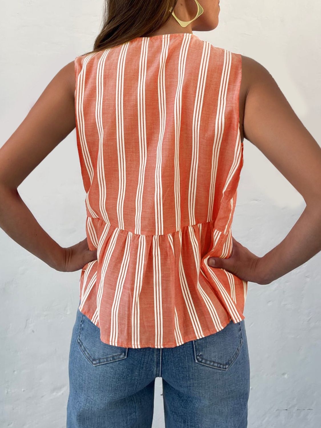 Pilar® | Tied striped crew neck tank top