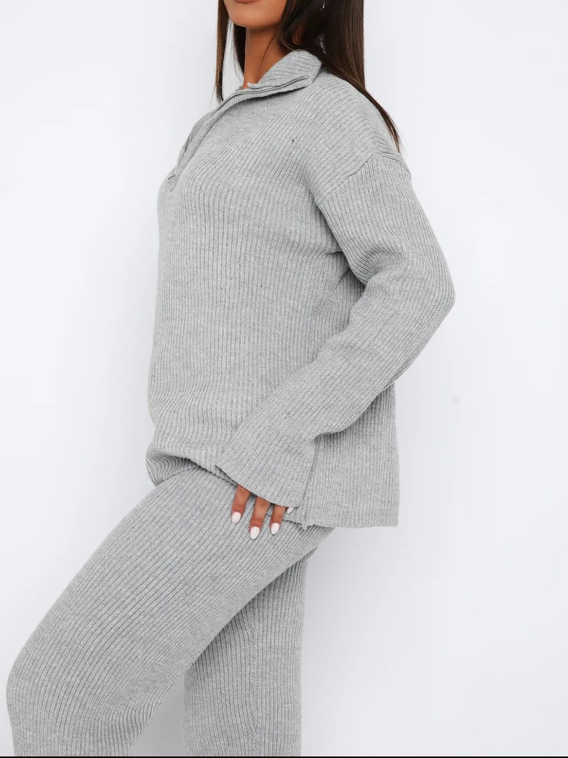 Agnes® | Long sleeve top and quarter zip trousers set