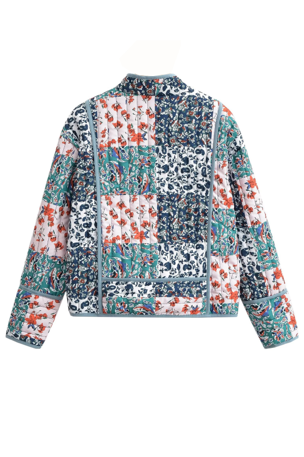 Wilhelmina® | Fashion printed loose casual cardigan short quilted cotton jacket