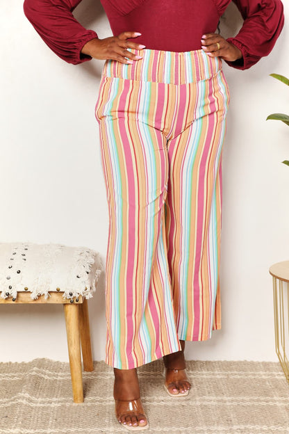 Nuria® | Striped smocked waist trousers with pockets from Double Take