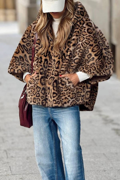 Pilar® | Wide-sleeved leopard print fleece coat