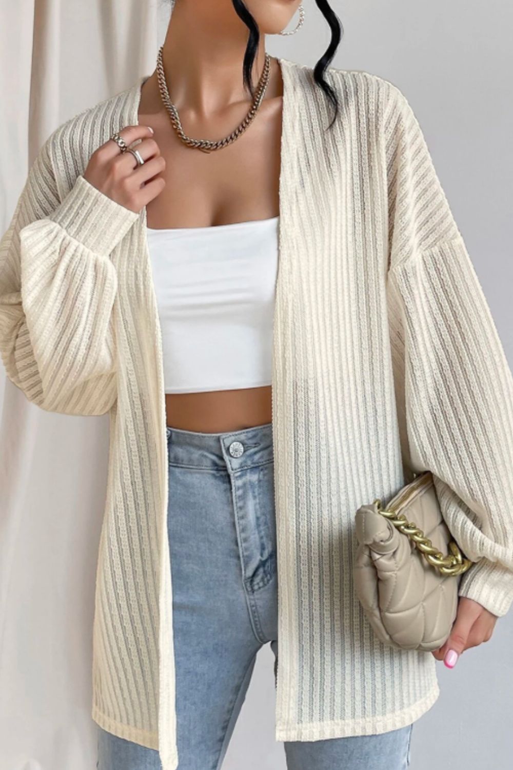 Zara® | Long sleeve open front cardigan