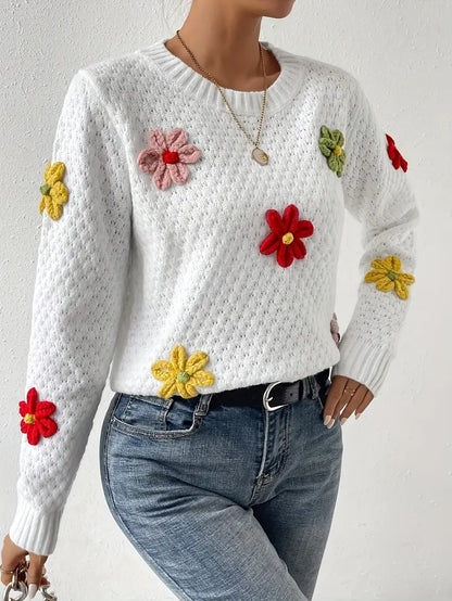 Rafaela® | Knitted sweater with 3D floral embroidery