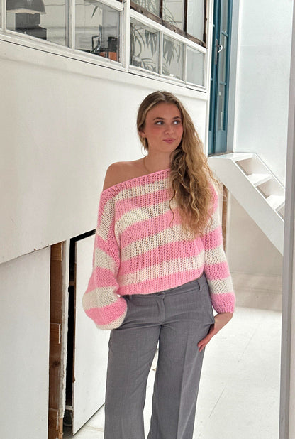 Zulema® | Striped loose sweater with a bateau neckline