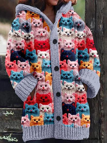 Yanet® | Colorful knitted cat cardigan