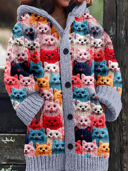 Zoe® | Colorful knitted cat cardigan