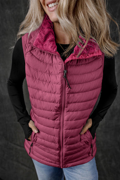 Alyssa® | Quilted vest with zip and plush collar