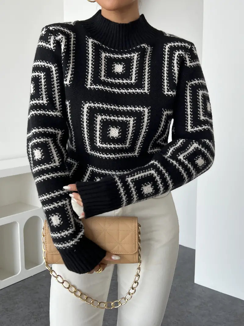 Wendy® | Modern sweater with a geometric pattern and a crew neck