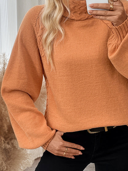 Silvia® | Cable knit turtleneck sweater with long sleeves