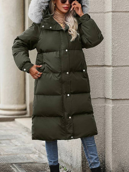 Zuleyka® | Long puffer winter coat with fur collar