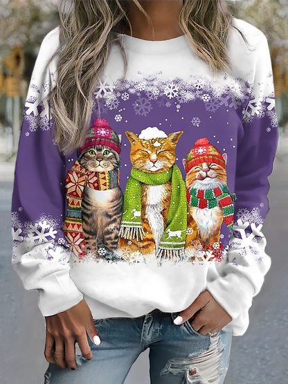 Tamara® | Warm winter top with snow cat print