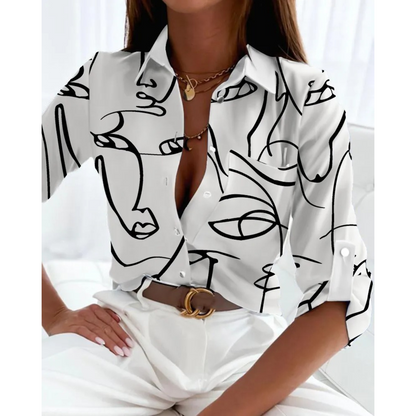 Alice® | Elegant women's blouse in business style with a lined print