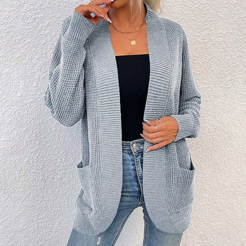 Tamara® | Cozy gray solid color long sleeve cardigan