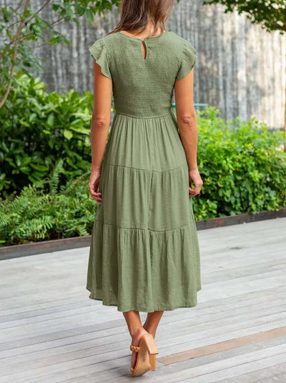 Talia® | Elegant summer dress with pleats and ruffles