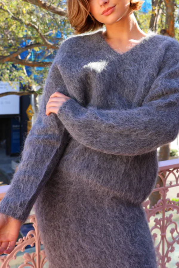 Veronica® | Anthracite gray fluffy sweater