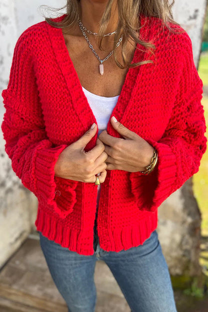 Tamara® | Fashionable solid color long sleeve V-neck cardigan