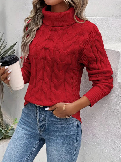 Xara® | Elegant cable knit turtleneck sweater