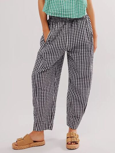 Pilar® | Checked trousers with elastic waistband