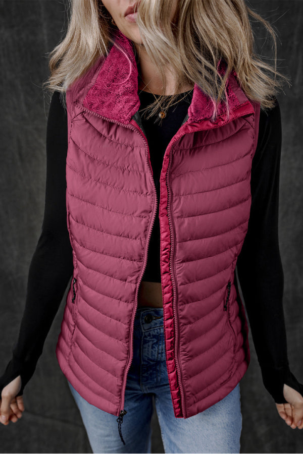 Nadia® | Quilted vest with zip and plush collar