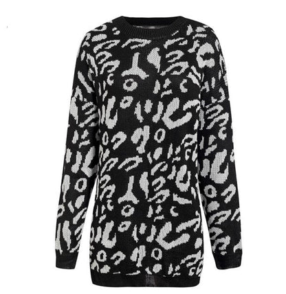 Amelia® | Casual leopard print sweater long sleeves