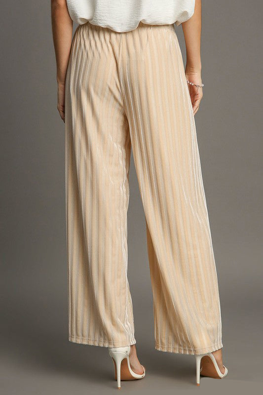 Nadia® | Striped velvet trousers with wide legs and elasticated waist