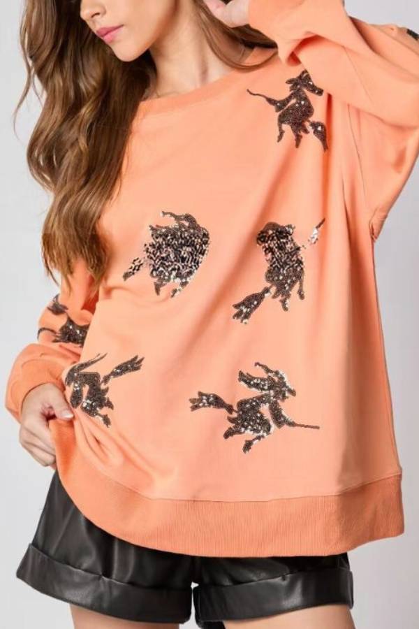 Tatum® | Halloween witch sequin sweater loose casual top