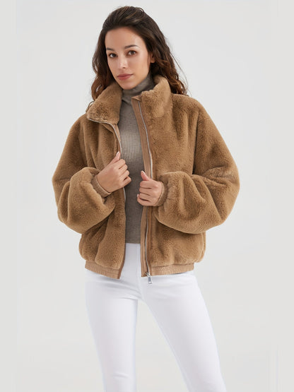 Wendy® | Faux fur jacket with stand-up collar