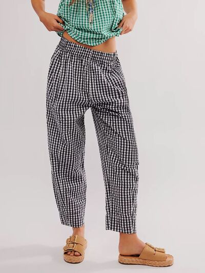 Pilar® | Checked trousers with elastic waistband