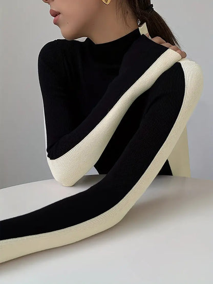 Phaedra® | Stylish turtleneck sweater with a color block design