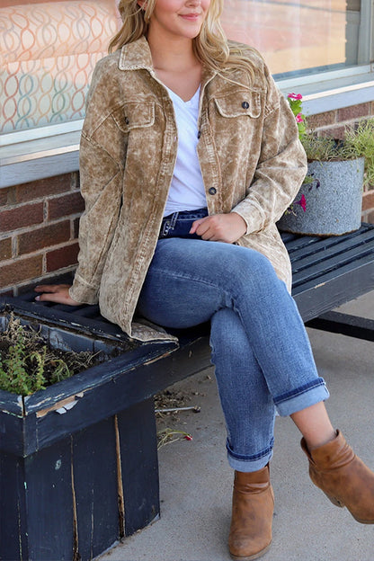 Ana Maria® | Vintage khaki oversized jacket in a distressed mineral wash