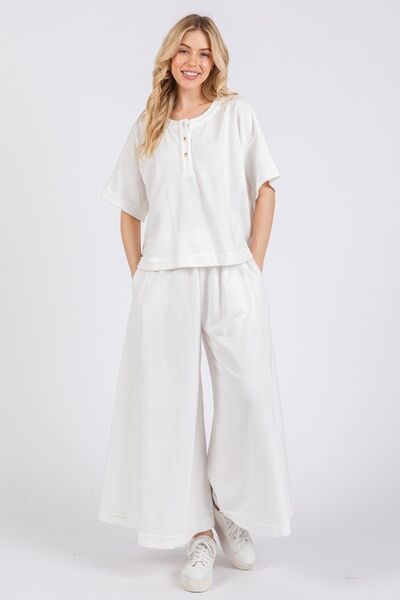 Yoselin® | Half button half sleeve top and pants set