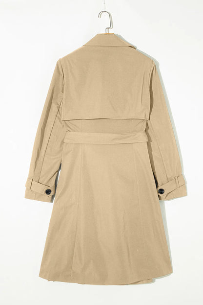 Teresa® | Long sleeve trench coat with collar and tie waist and buttons