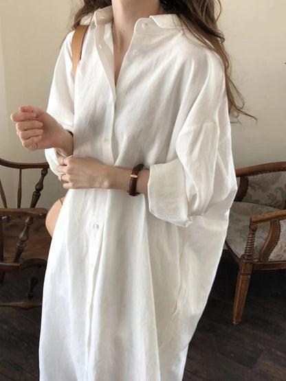 Thalia® | Long linen shirt dress