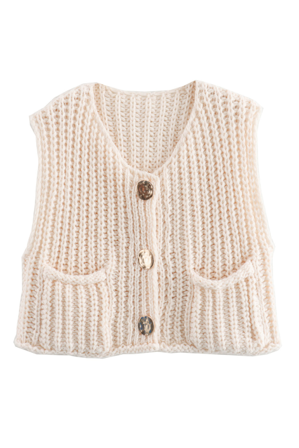 Verna® | Sleeveless, cropped cardigan with pocket