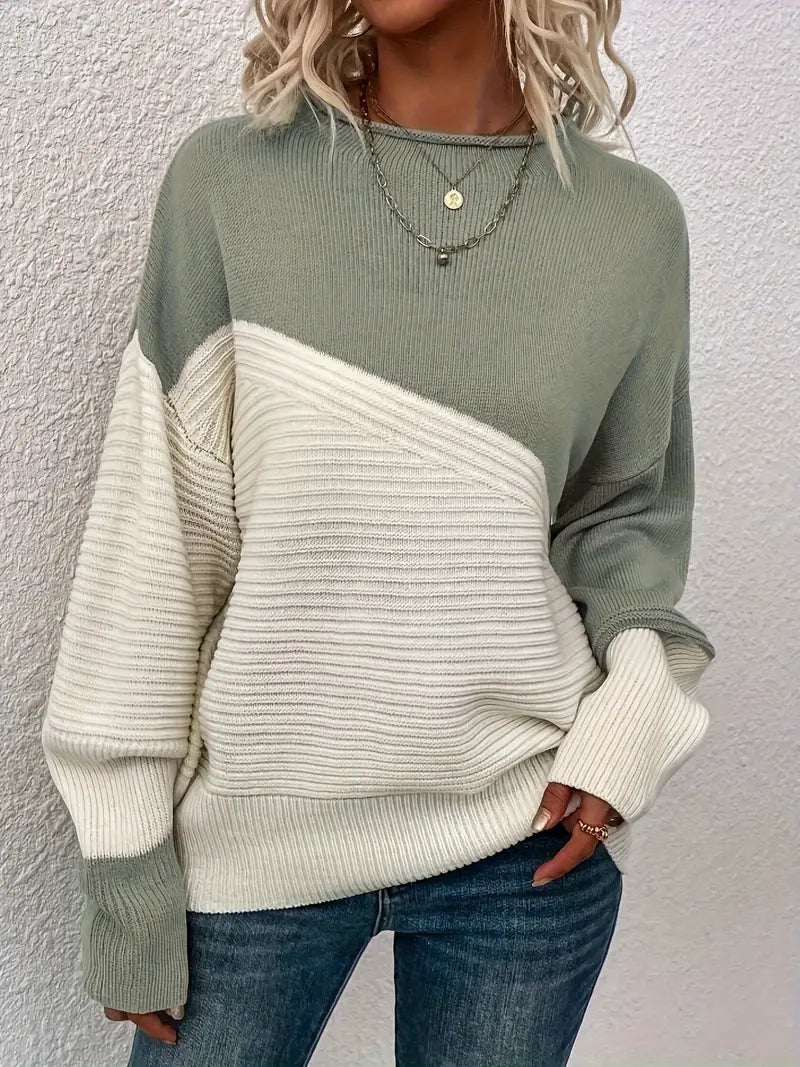 Teresa® | Sophisticated Color Block Crew Neck Jumper