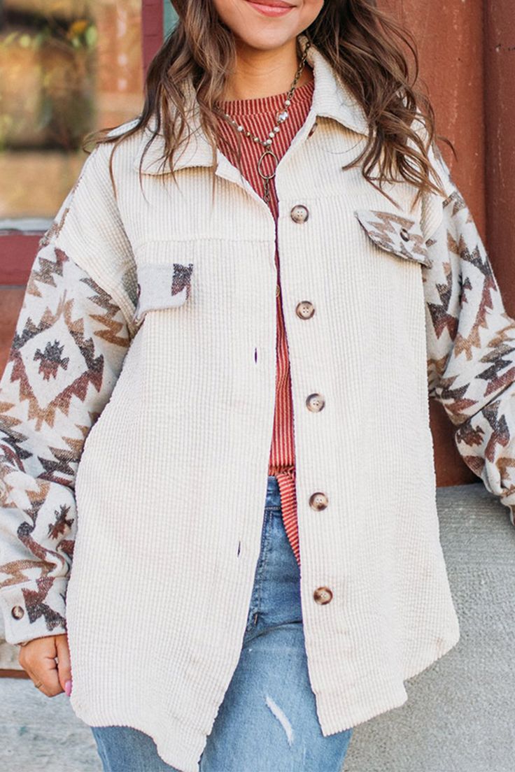 Andrea® | Aztec-inspired corduroy winter coat for women.