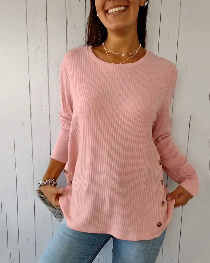 Verónica® | Knitted women's long-sleeved shirt with a crew neck