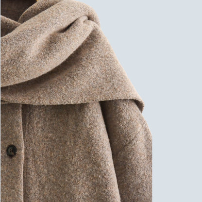 Zahira® | Warm women's coat with integrated scarf