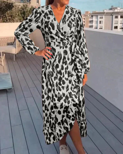 Zuleyka® | Leopard print V-neck dress